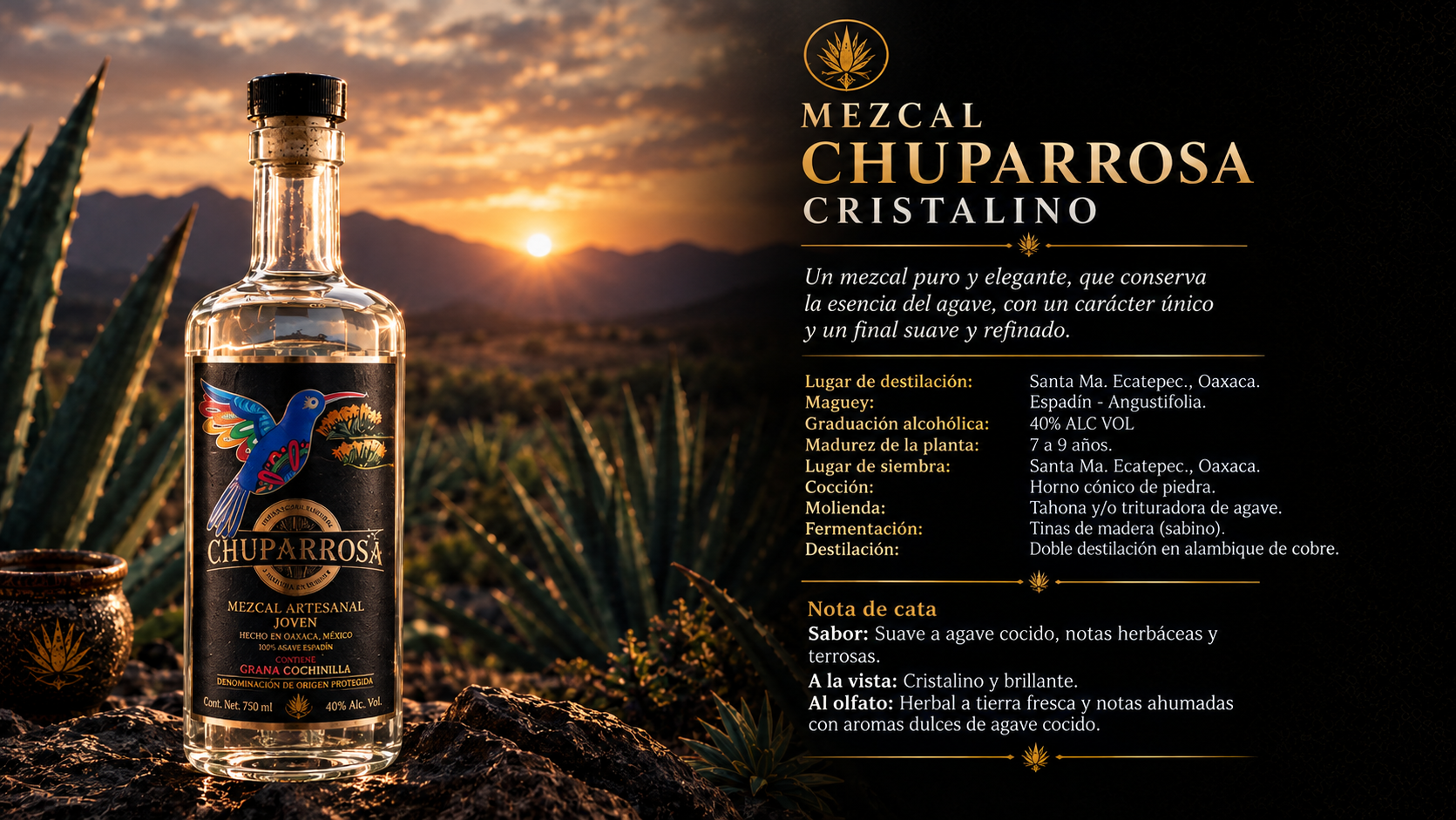 Ficha técnica Mezcal Chuparrosa Cristalino