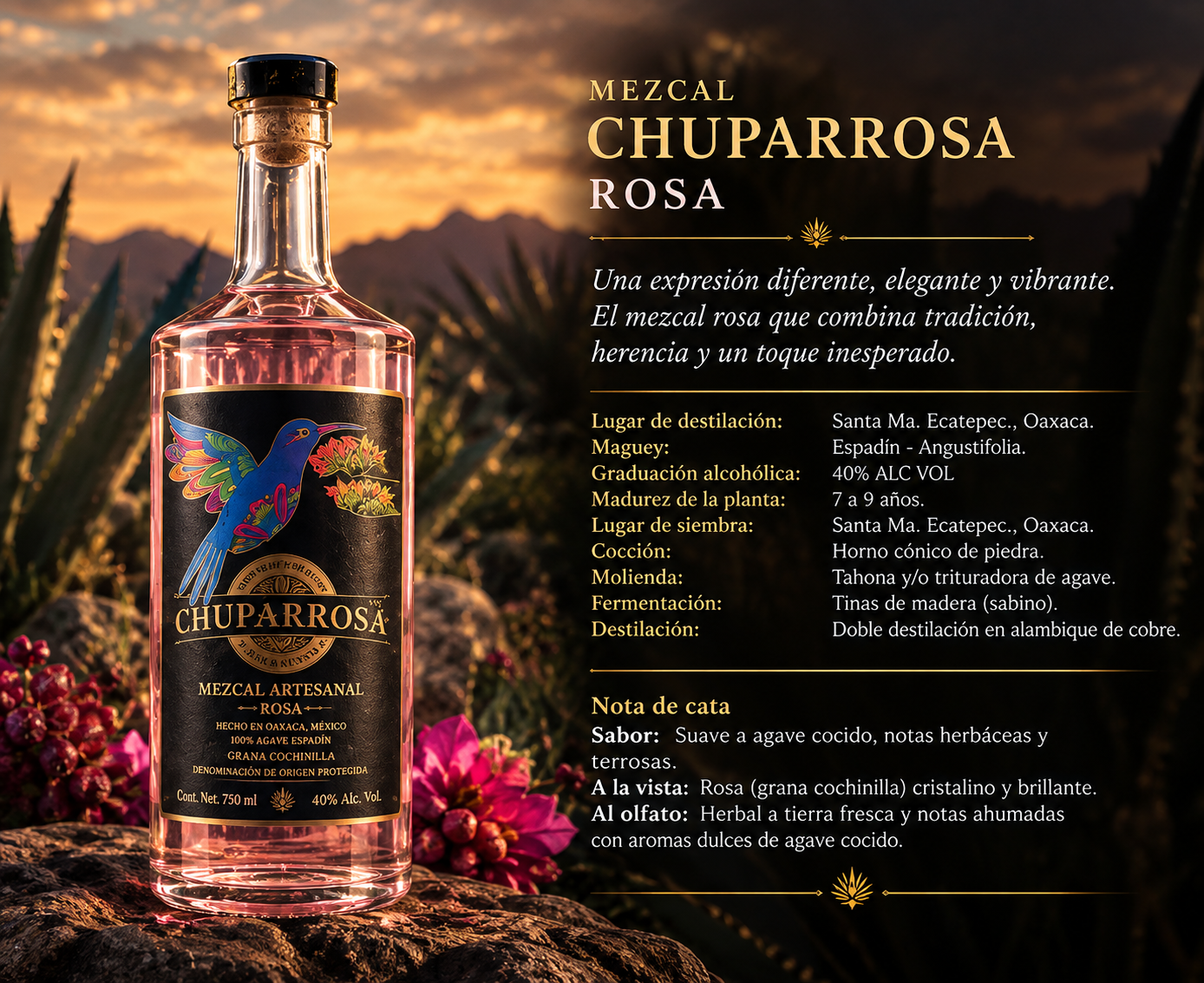 Ficha técnica Mezcal Chuparrosa Rosa